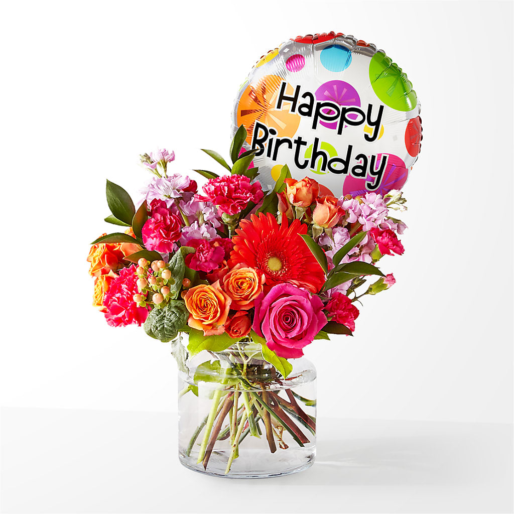 Fiesta Bouquet with Birthday Balloon – MC MAHON'S HOUSE OF FLOWERS INC, Kingston ON