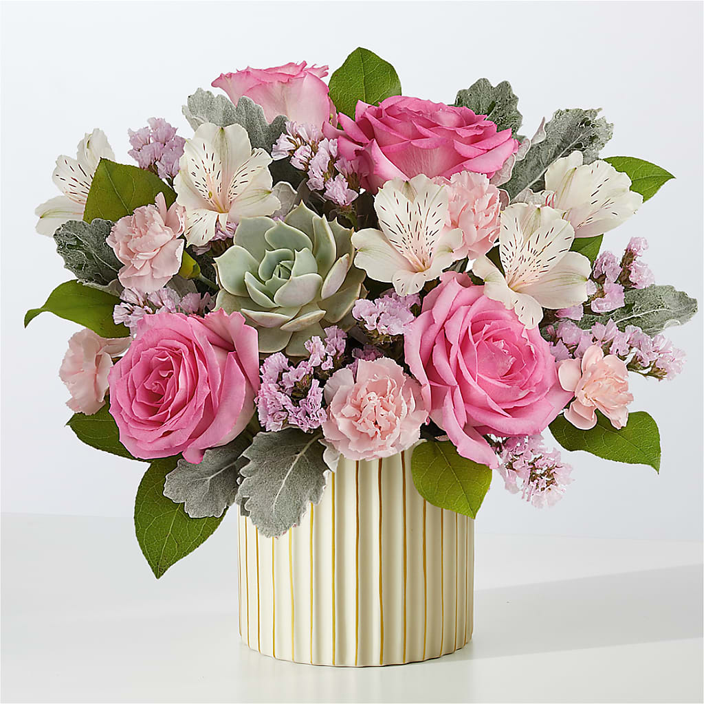 Dusty Rose Bouquet with Ivory Vase – MC MAHON'S HOUSE OF FLOWERS INC, Kingston ON