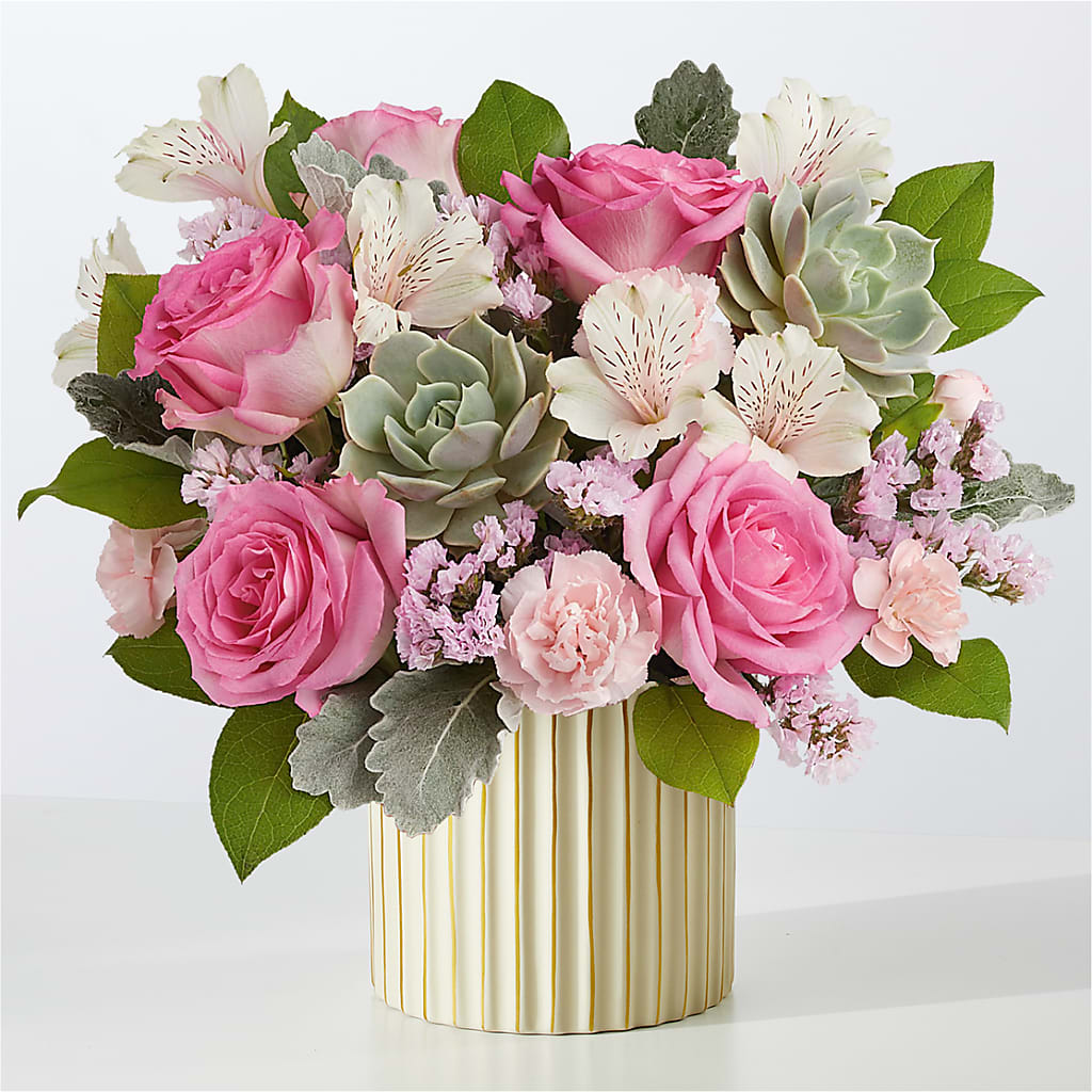 Dusty Rose Bouquet with Ivory Vase – MC MAHON'S HOUSE OF FLOWERS INC, Kingston ON