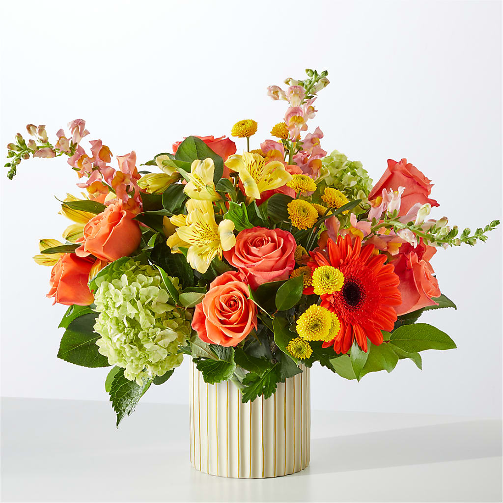 Autumn Sunshine Bouquet with Ivory Vase – MC MAHON'S HOUSE OF FLOWERS INC, Kingston ON
