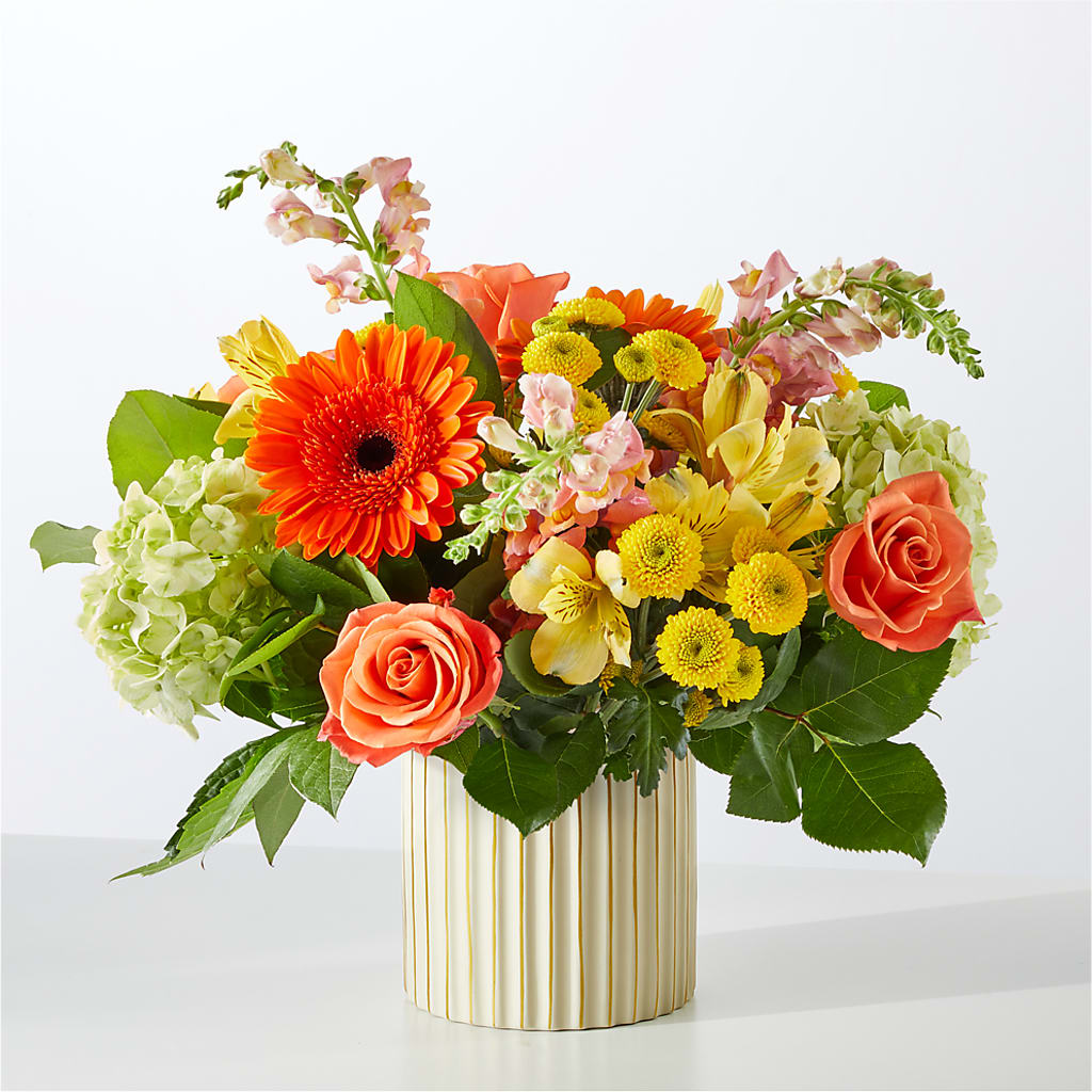 Autumn Sunshine Bouquet with Ivory Vase – MC MAHON'S HOUSE OF FLOWERS INC, Kingston ON