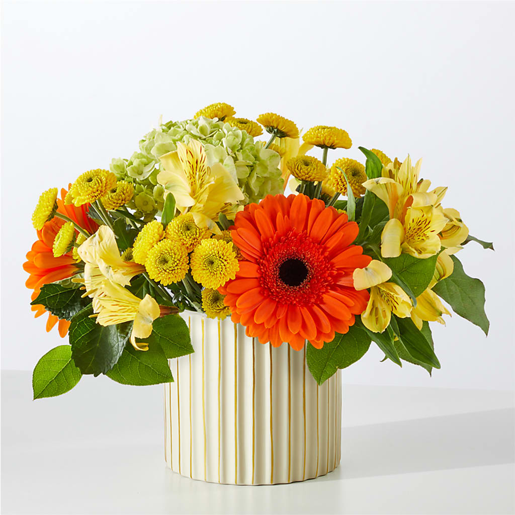 Autumn Sunshine Bouquet with Ivory Vase – MC MAHON'S HOUSE OF FLOWERS INC, Kingston ON